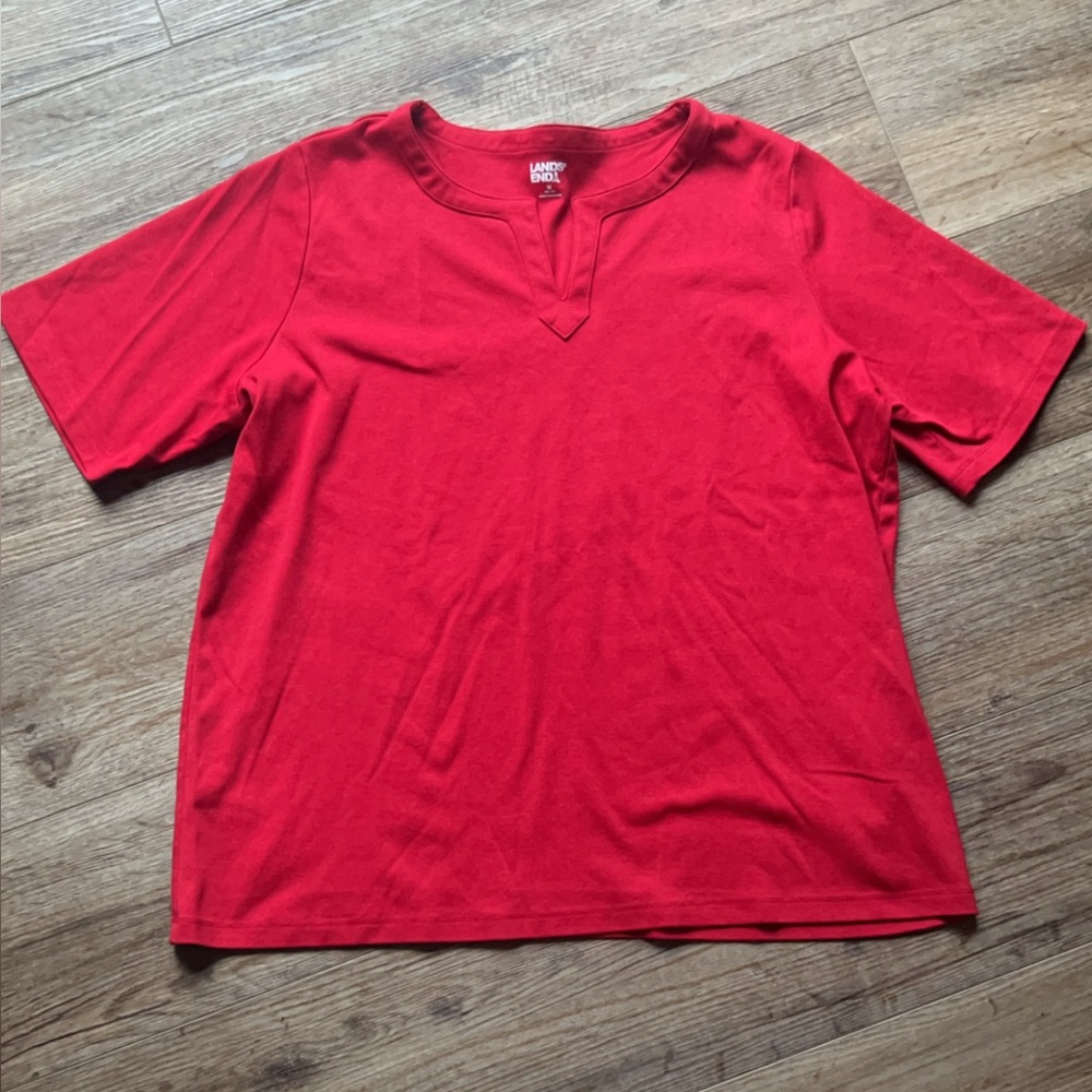 Lands' End Red Short Sleeve Tee